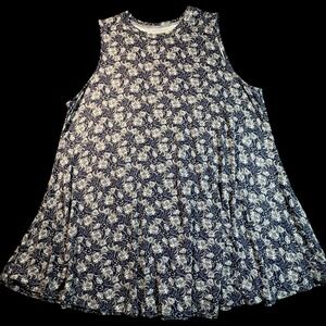 Lane Bryant 18/20 Floral Swing Tank Navy Cream Sleeveless Flowy Stretch Top
